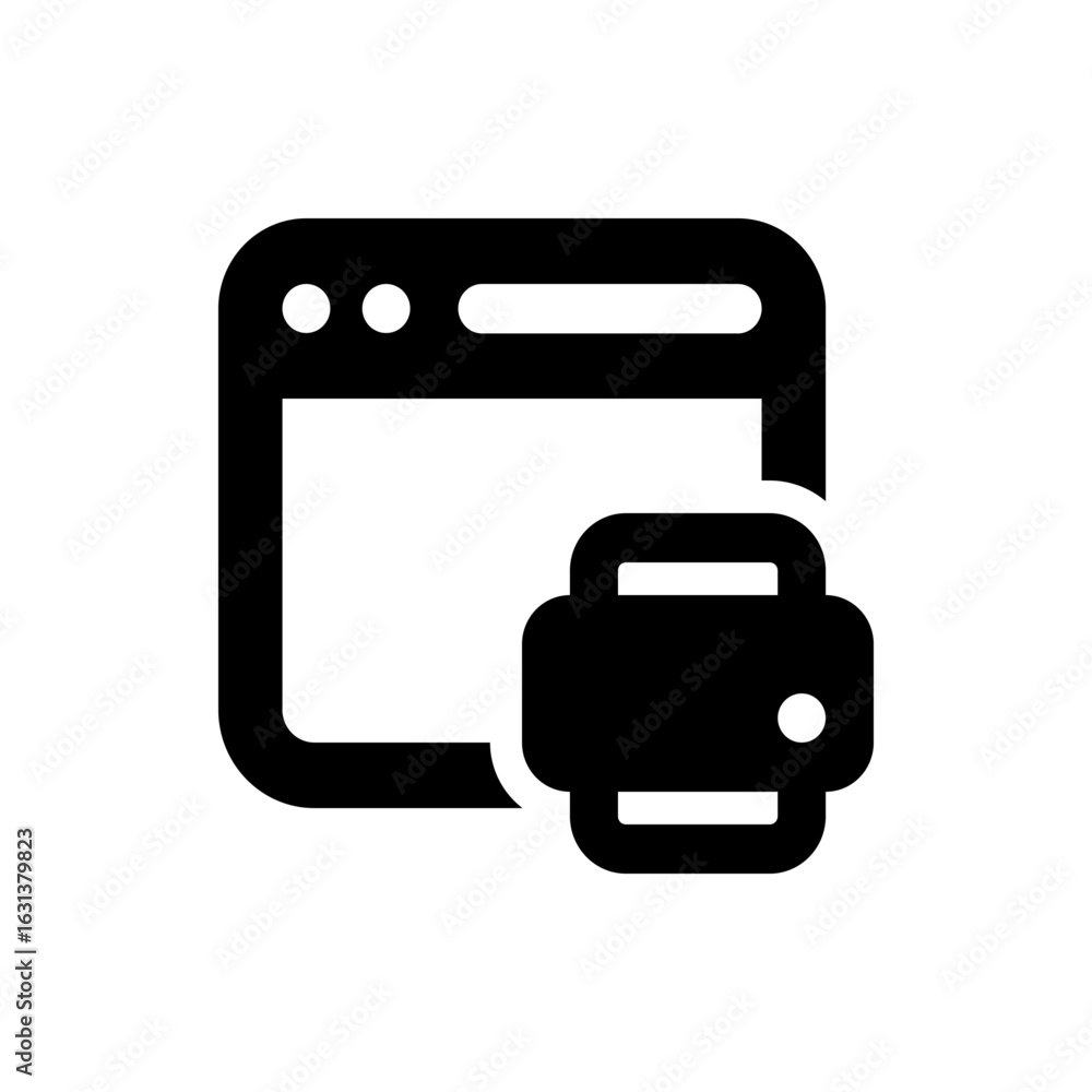 Poster browser window with three dots and a printer icon indicating printing functionality on the screen vi
