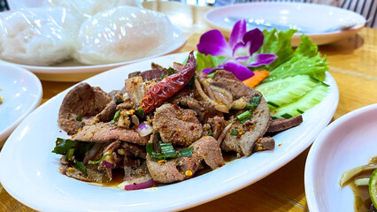 Pork Liver Spicy Salad (Thai Food)