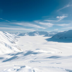 Obraz premium Deep Winter Valley and Distant Peaks