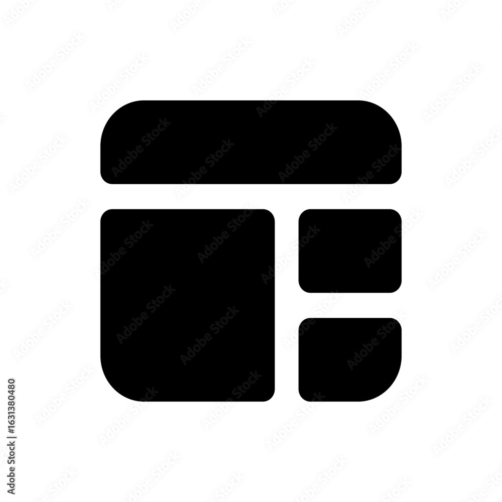 Aufkleber black and white layout design featuring a large block with two smaller blocks stacked vertically on 