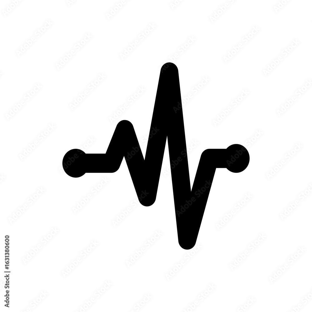 Poster black line with rounded ends depicting a fluctuating signal on a white background in a simple graphi