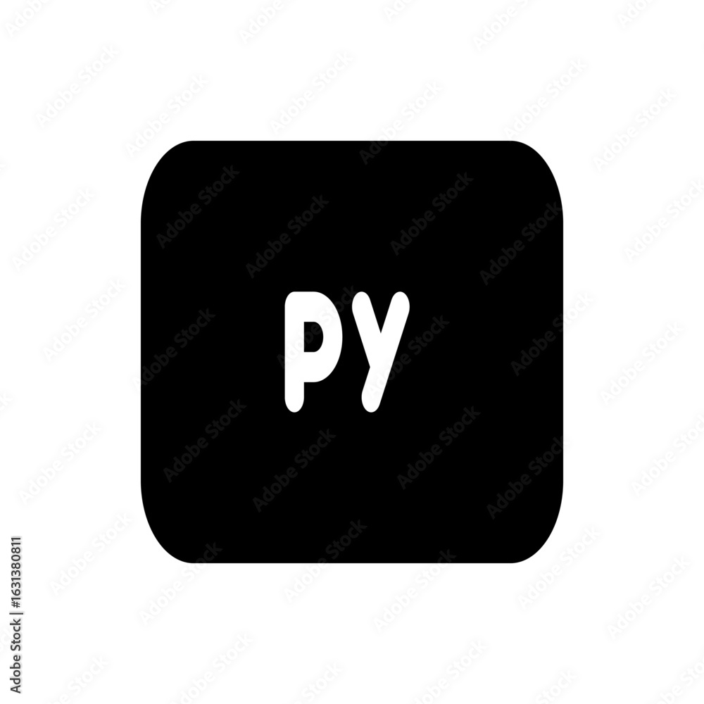 Poster a black rounded rectangle containing the white letters py centered within it on a plain white backgr