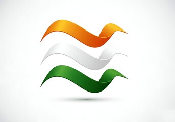 Obraz premium Elegant Wavy Indian Tricolor Design on White Background