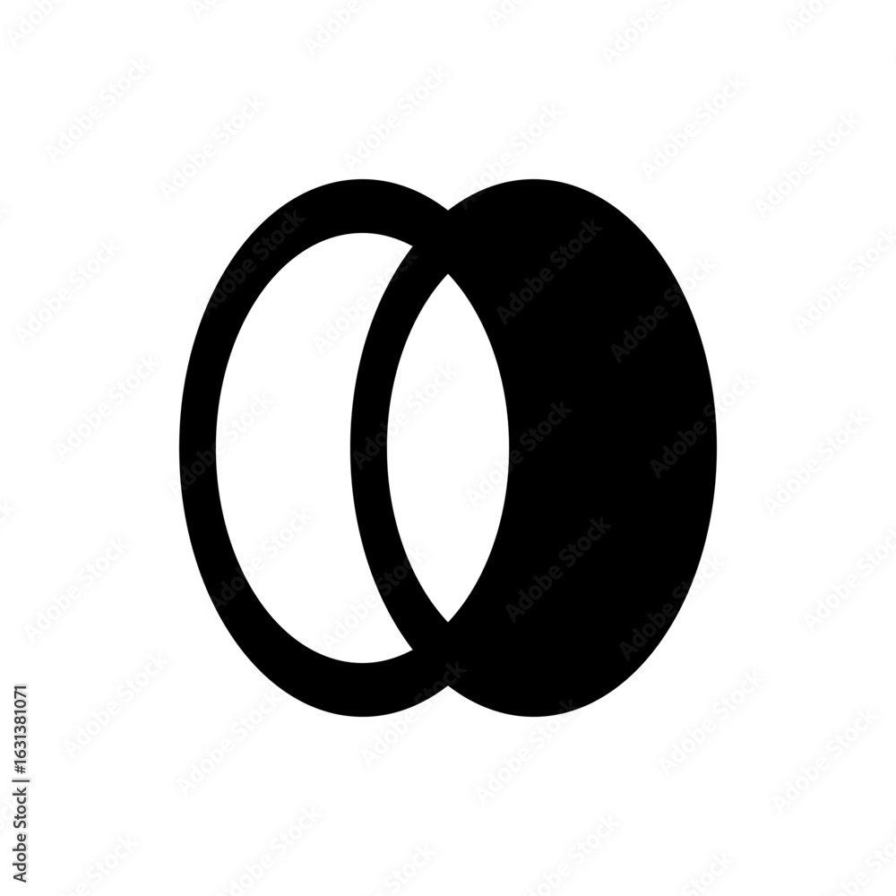 Aufkleber overlapping circles graphic featuring a black filled circle and a white outlined circle in simple de
