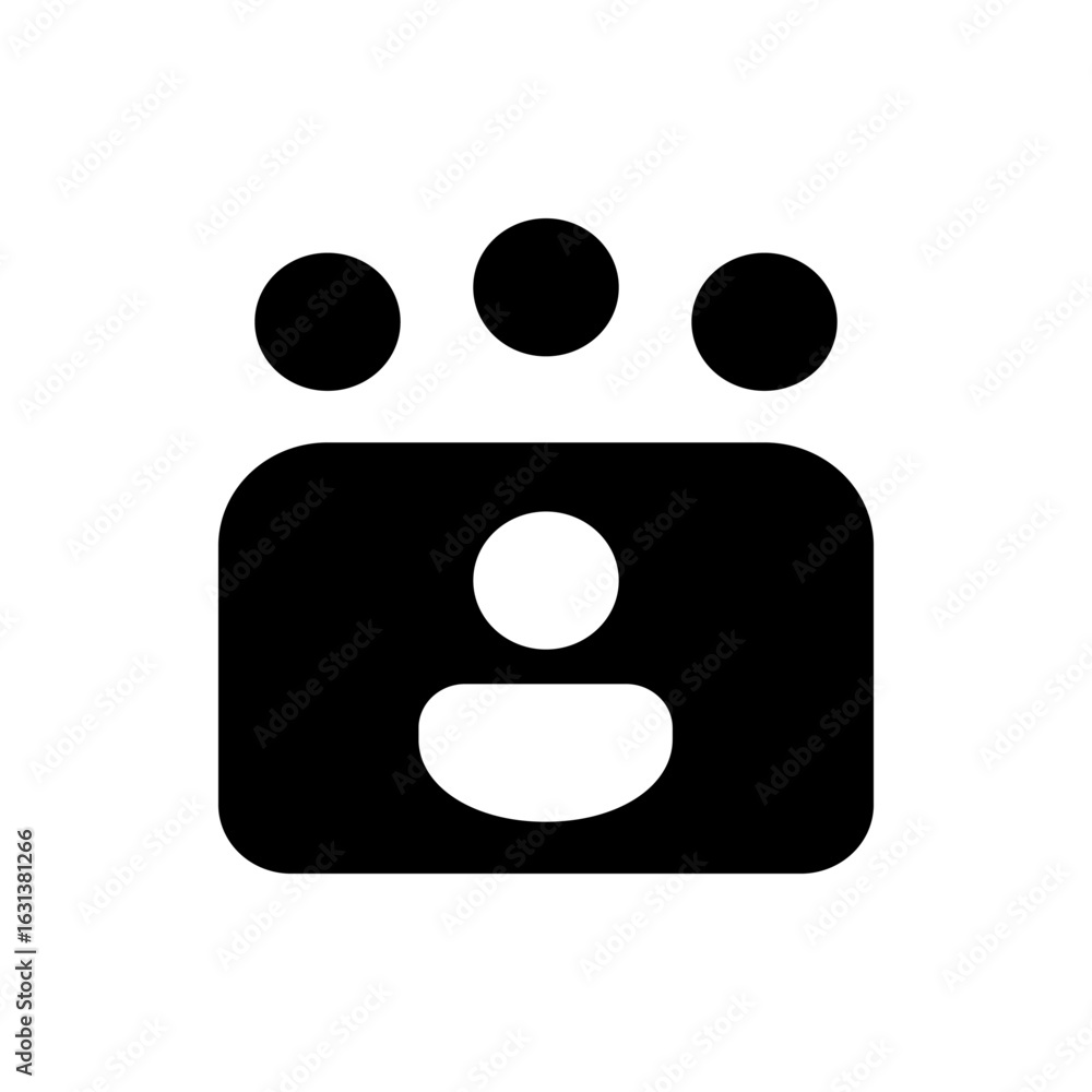Aufkleber black card with a white person icon inside and three black dots above it in a horizontal line shape