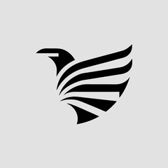 Minimalist striped wing eagle, an abstract bird logo vector icon