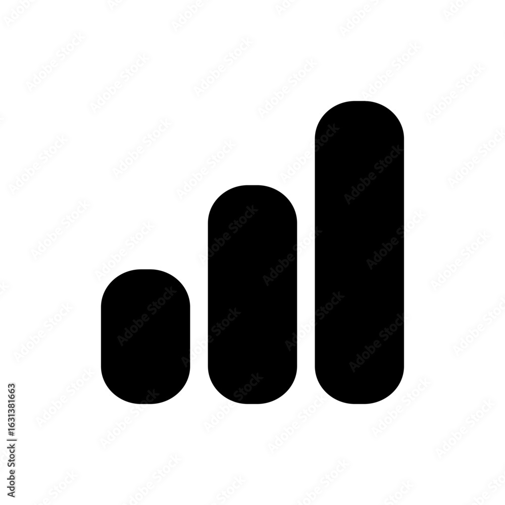 Poster three vertical bars of increasing height with rounded tops in black on a white background design ele
