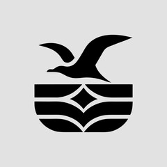 Elegant flying bird logo design with a modern geometric nest symbol