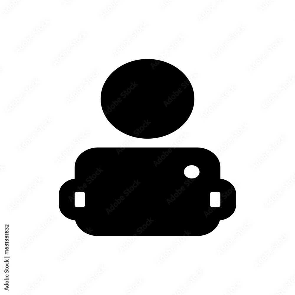 Aufkleber silhouette of a person with a round head and rectangular body with handles and a small circle detail