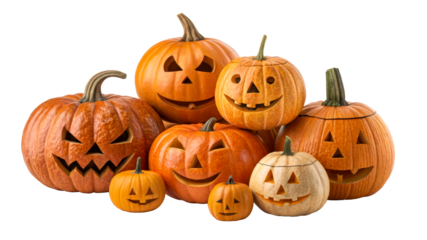 Colorful carved pumpkins for Halloween