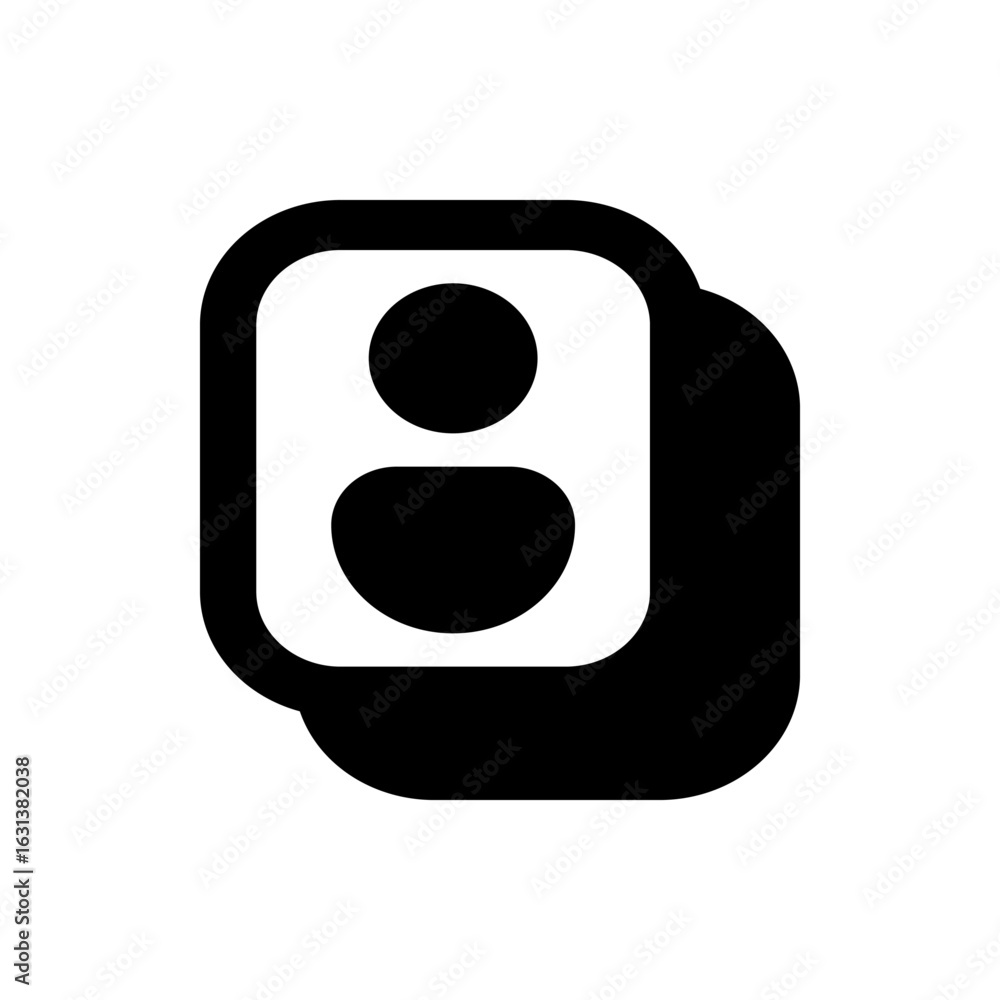 Aufkleber black and white user icon with rounded square and circular head and body design on a white backgroun