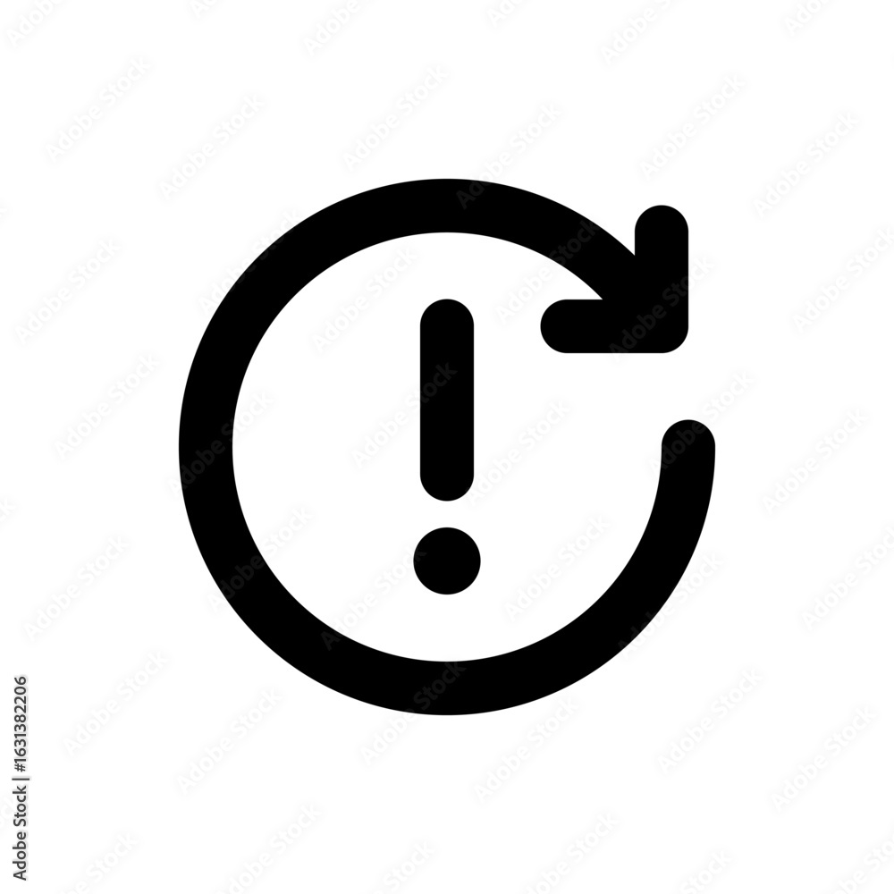 Aufkleber circular arrow with exclamation mark indicating a potential error or refresh with a warning sign ico