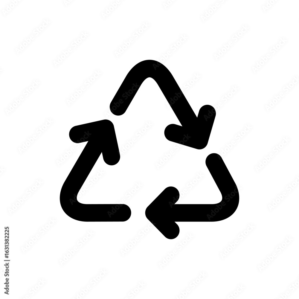 Poster black recycle symbol composed of three arrows forming a triangle shape on a white background image v