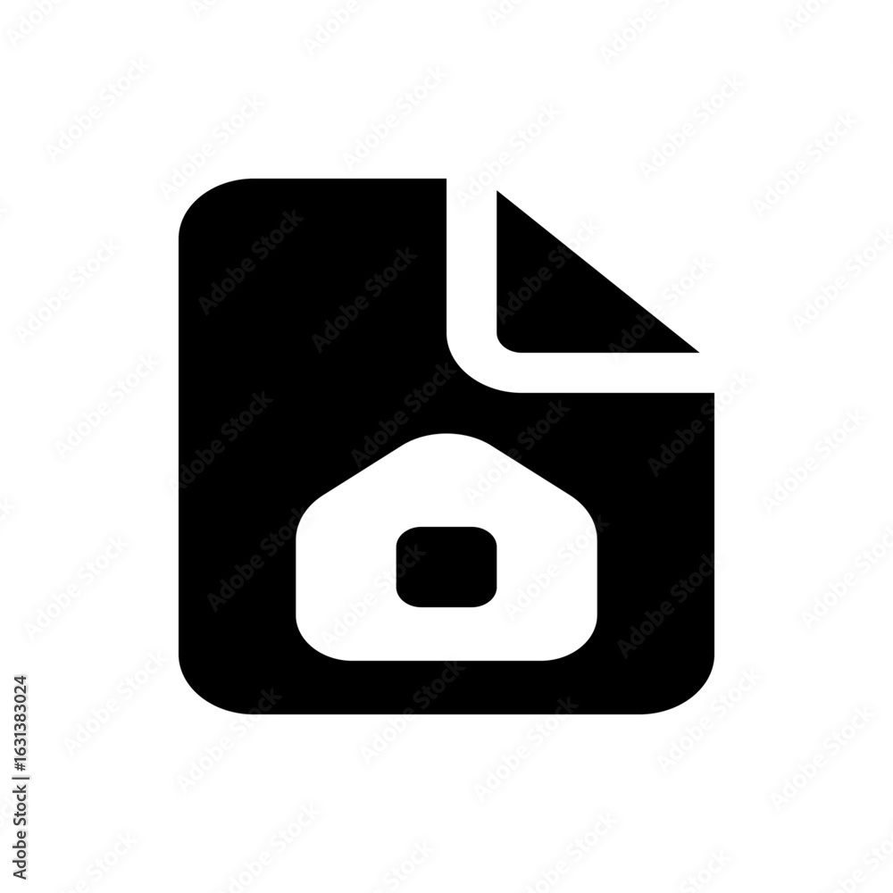 Poster black file icon with a white house shape inside representing a home document or property file 100