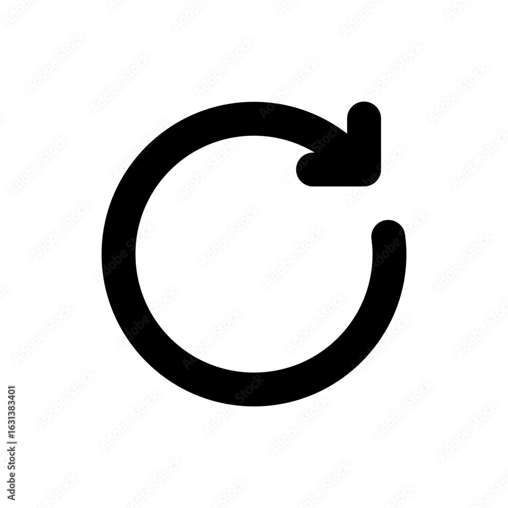 Poster circular arrow pointing right in a clockwise direction representing refresh or reload functionality 