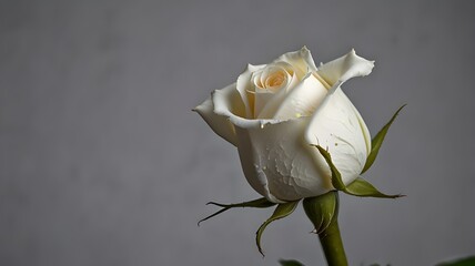 A single white rosebud just beginning to open 