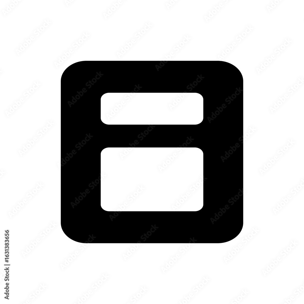 Poster black rectangle with rounded corners and two white rectangular cutouts stacked vertically inside it