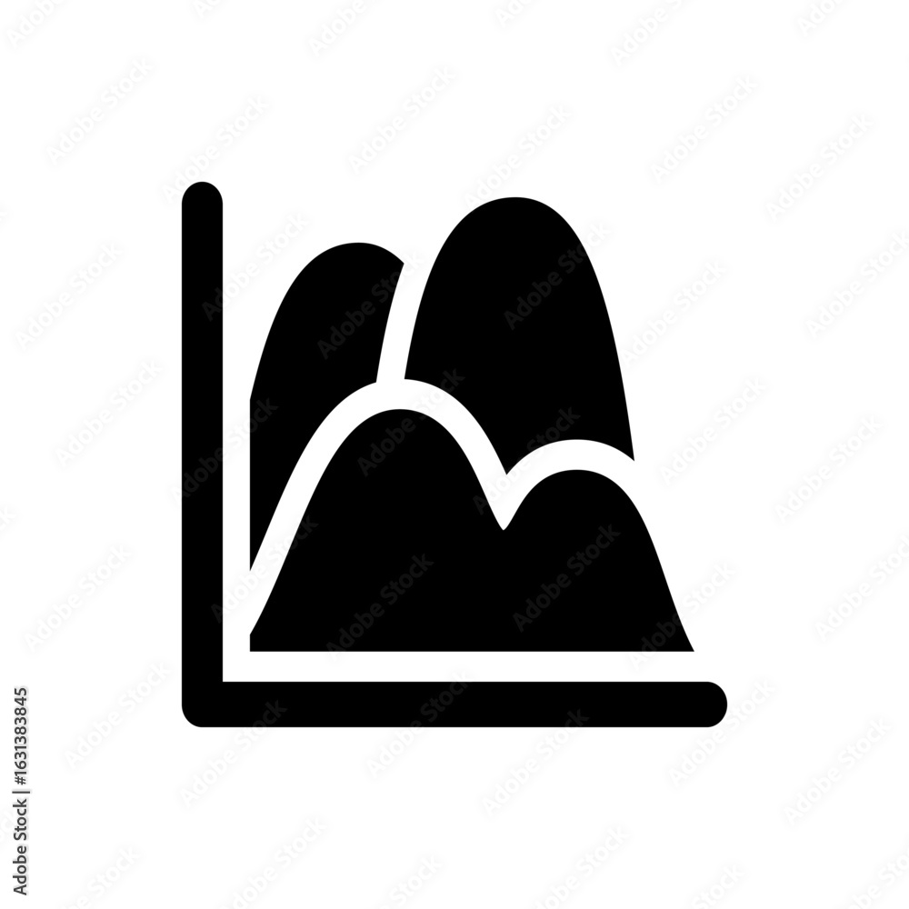 Aufkleber black graph illustration showing an upward trend with multiple peaks and a vertical axis line indica