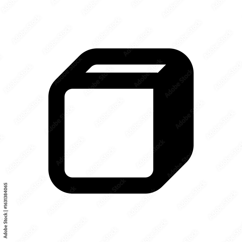 Aufkleber a three dimensional cube shape with rounded edges and white interior space isolated on a white backg