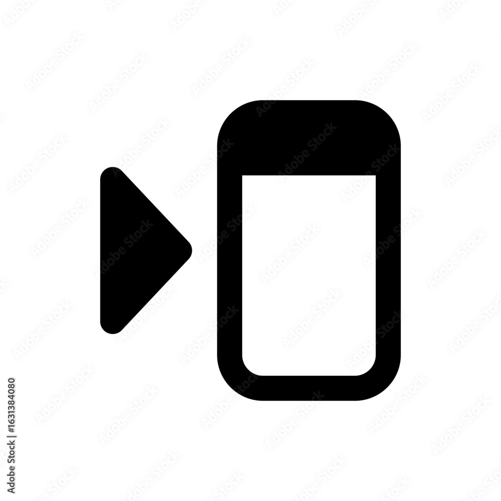 Poster black right arrow pointing towards a rounded rectangle shape on a white background in a simple desig