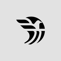 Stylized circular eagle or hawk bird logo icon design symbol
