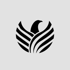 Stylized eagle or hawk bird logo icon with striped abstract wings in a circular emblem design