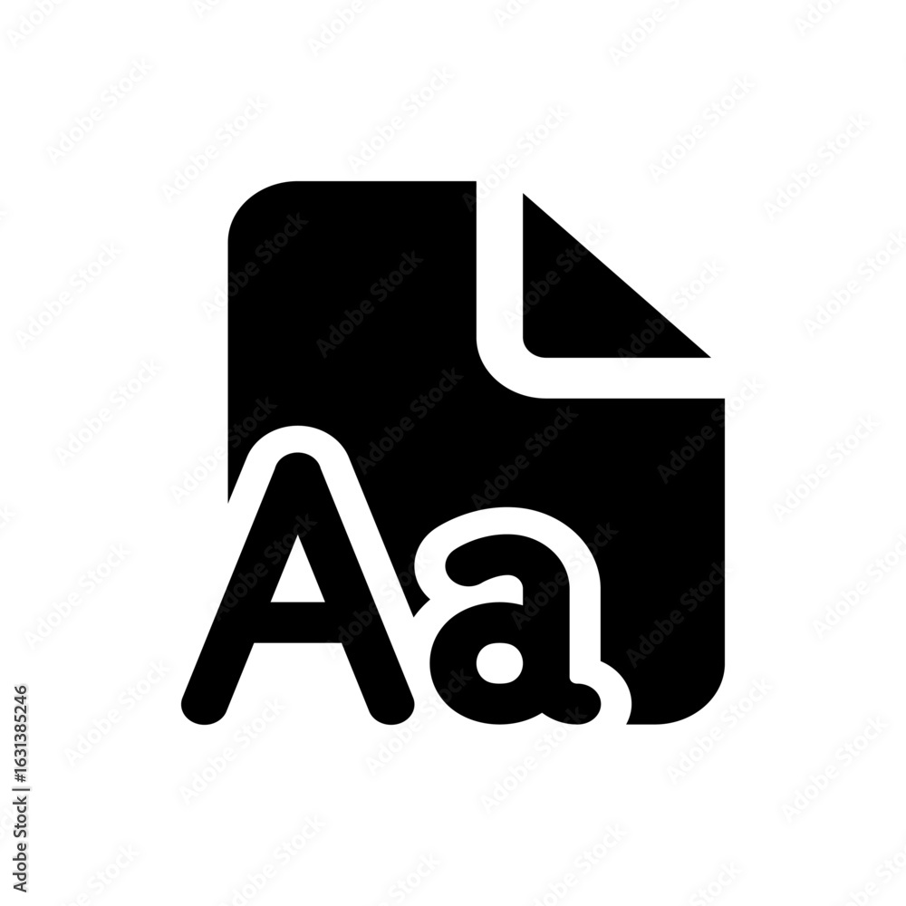 Poster black and white glyph icon depicting a document with the letters aa indicating text formatting optio