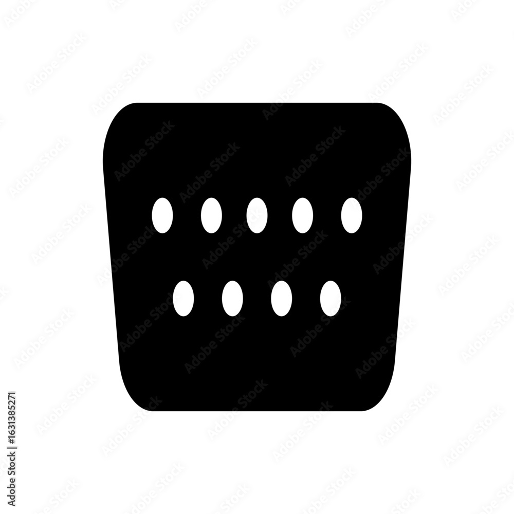 Poster illustration of a black d sub connector with ten white circles arranged in two rows of five each