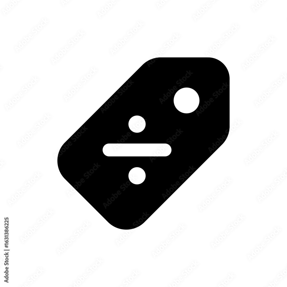 Aufkleber black tag with rounded corners and white circles and a horizontal line in the middle design element