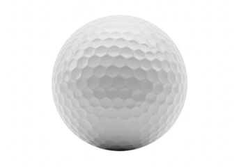 A white golf ball with dimples isolated on a transparent background, ready for a game on the course