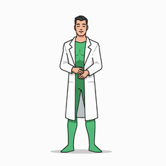 Scientist in Lab Coat: A stoic scientist stands confidently, donning a pristine lab coat. He embodies knowledge, skill, and the relentless pursuit of scientific progress.
