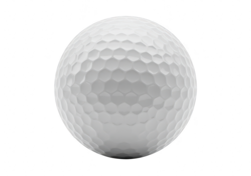 A white golf ball with dimples isolated on a transparent background, ready for a game on the course