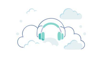 Listen to music online with cloud headphones for relaxation and audio streaming services and online podcasting now
