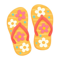 PNG Colorful floral flip-flops illustration.