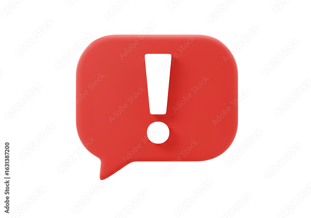 Poster red alert symbol in a speech bubble isolated on transparent background