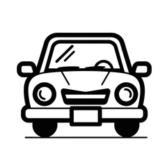 Classic Car Icon Front View Bold Outline Simple Design