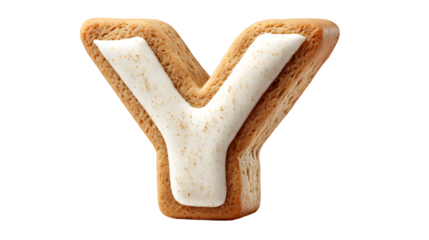 A letter 'Y' in cookie style, with a light, airy texture and a hint of vanilla bean, isolated on a Transparent Background