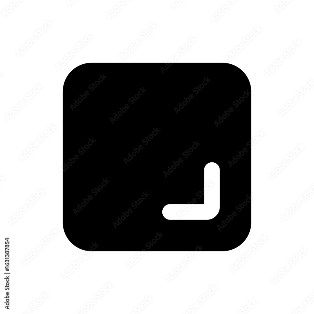 Poster black rounded square with a white l shape in the lower right corner on a white background plain simp
