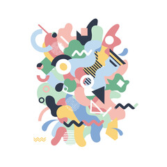 Cartoon musical instruments vector art design