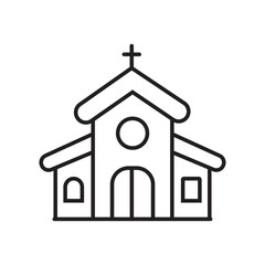Simple line drawing of a church building. Perfect for religious designs, invitations, church events, and educational materials related to religious studies.