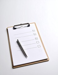 Clipboard with checklist and pen on a white background (3)