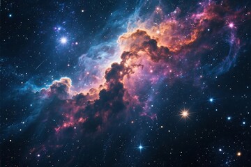 Fototapeta premium High definition star field, colorful night sky space. Nebula and galaxies in space. Astronomy concept background