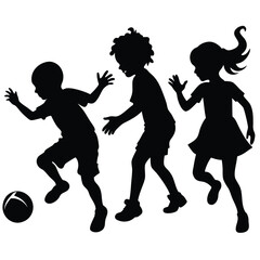 Fototapeta premium Children playing soccer together in energetic motion