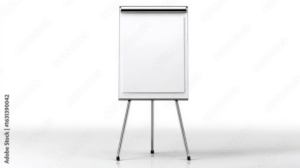 Poster empty flip chart on stand isolated on white background for presentation and training