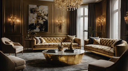 Luxury gold-accented living room