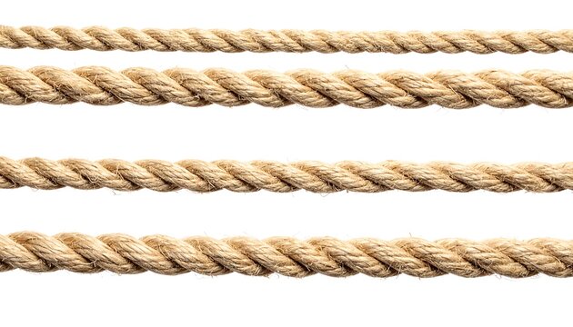 Four parallel beige rope strands on white
