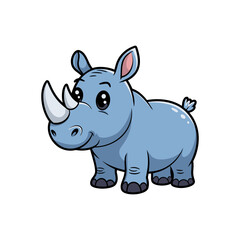 Naklejka premium Cute Cartoon Baby Rhino Character for Children's