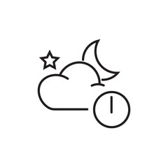 Cloud, star, moon, and power button icon suitable for app design, technology concepts, night mode toggle, celestial themes, and user interface.