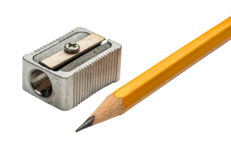 Sharpener and pencil on clear background