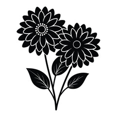 Fototapeta premium Bold zinnia flower silhouette vector isolated 